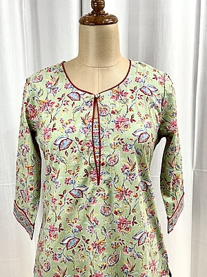 Spring green short kurti